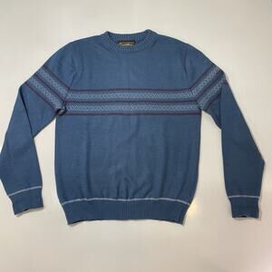 VTG 70s Sears Sportswear Sweater Men’s L Blue Pullover Long Sleeve